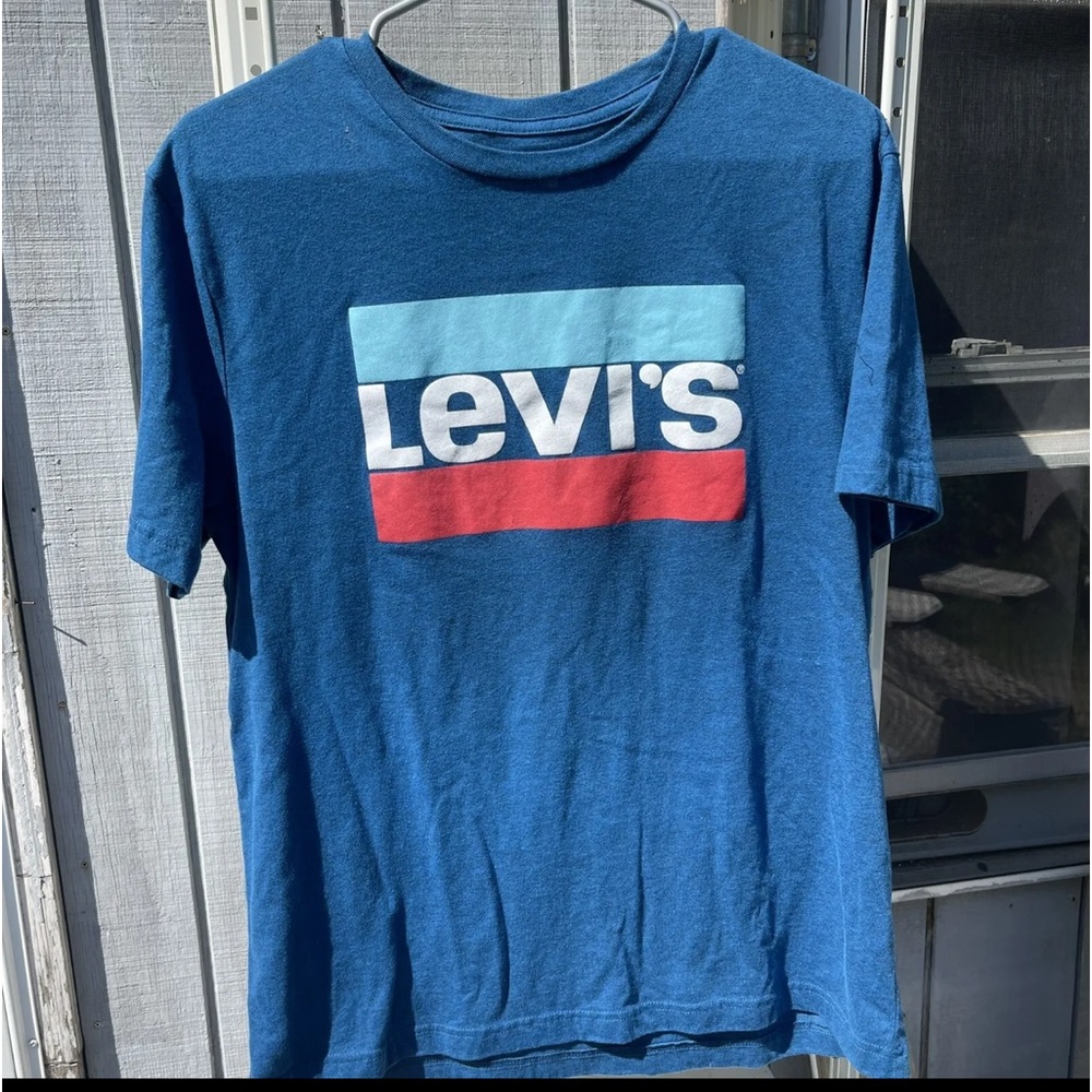 Levi's T-Shirt Mens Large Light Blue Logo Short Sleeve